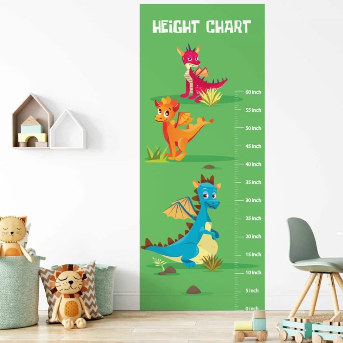 Height Measurement for Wall, Height Growth Chart for Kids Boys Girls - Dragon Dinosaur Wall Sticker