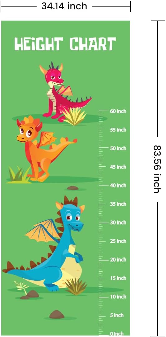 Height Measurement for Wall, Height Growth Chart for Kids Boys Girls - Dragon Dinosaur Wall Sticker