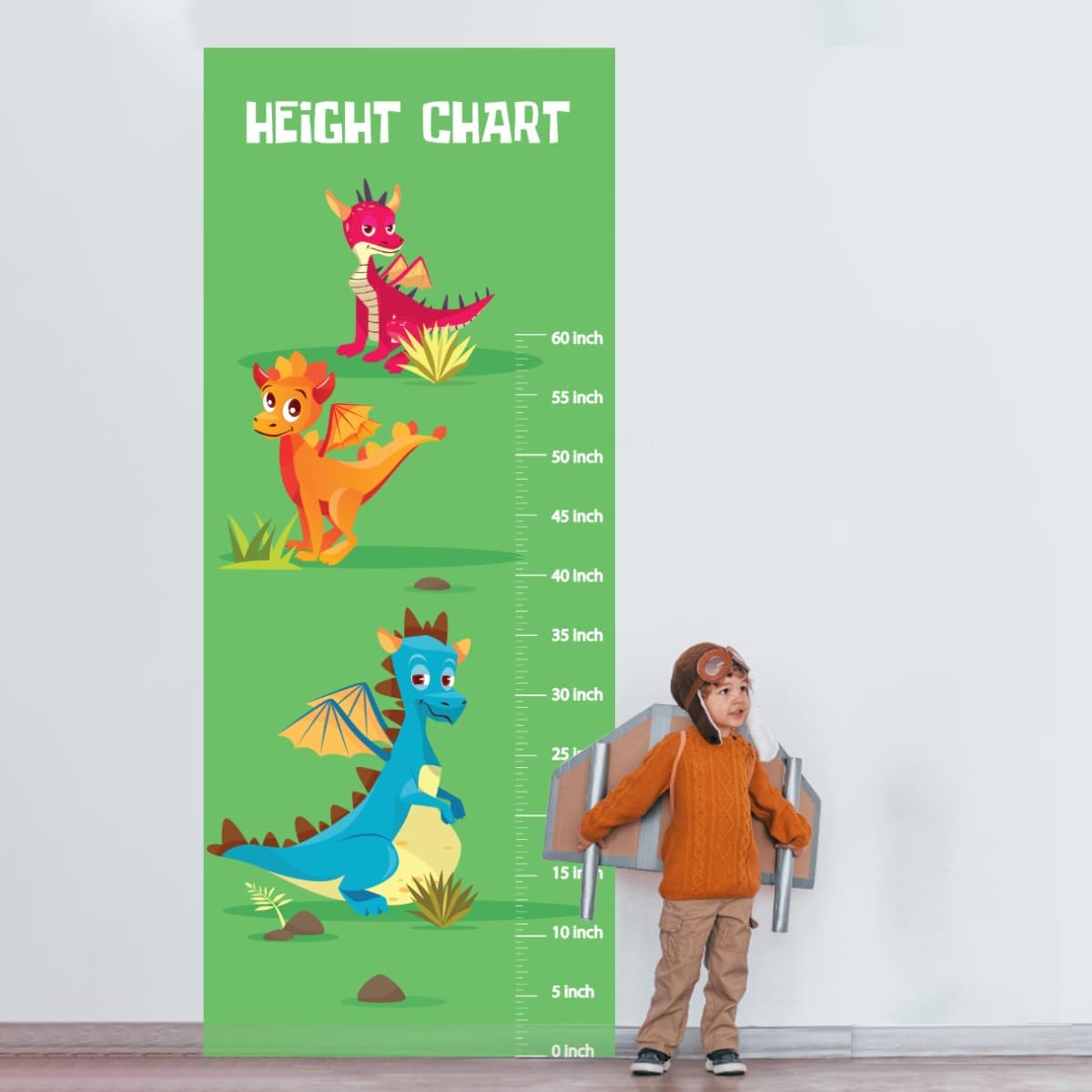 Height Measurement for Wall, Height Growth Chart for Kids Boys Girls - Dragon Dinosaur Wall Sticker