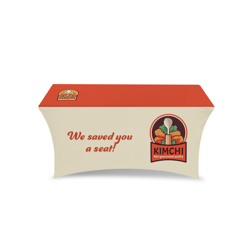 4 Feet Custom-printed stretch fabric tablecloth with a logo