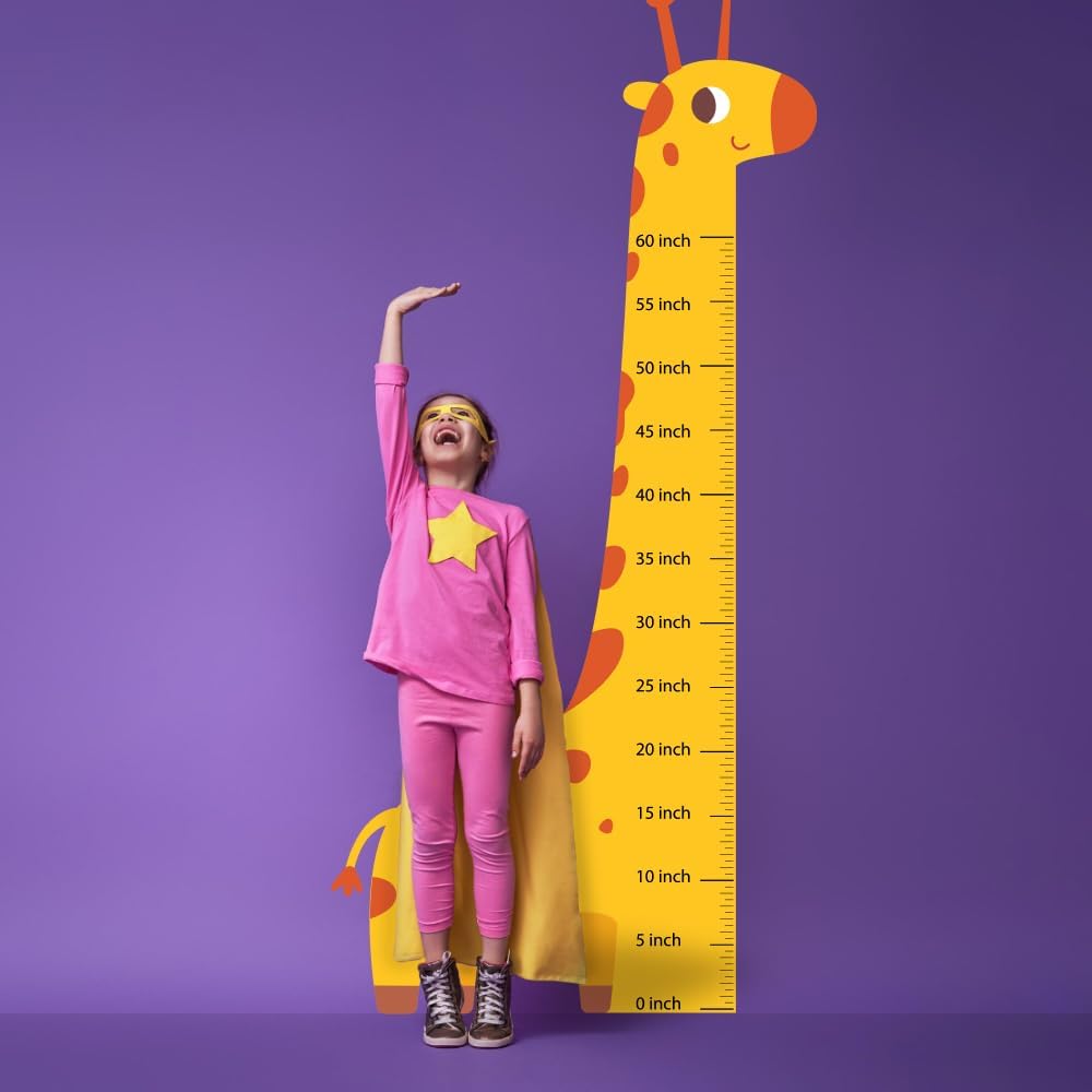 Baby Giraffe Growth Chart for Kids Age, Wall Height Chart Ruler Decal Sticker