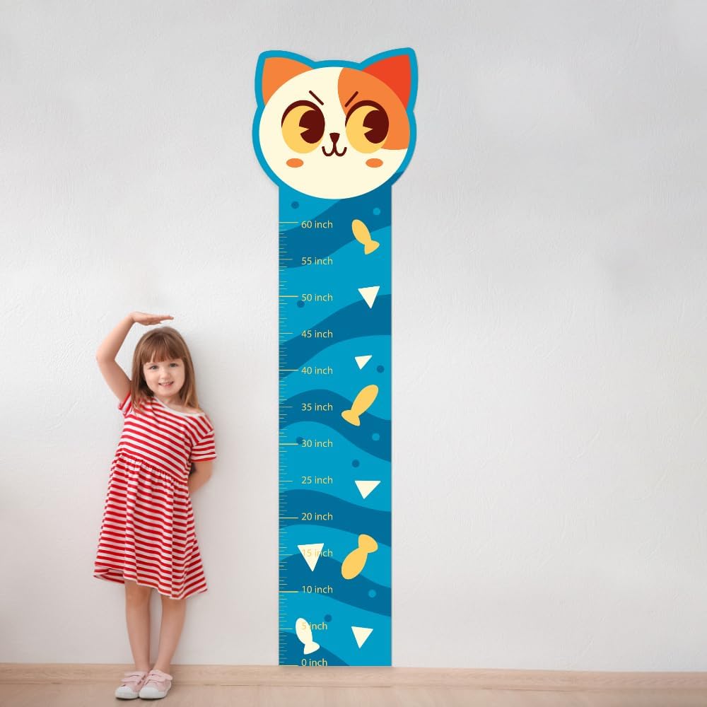 Kids Height Chart, Cat Theme Wall Sticker, Nursery Wall Art Sticker, Kids Room Growth Chart