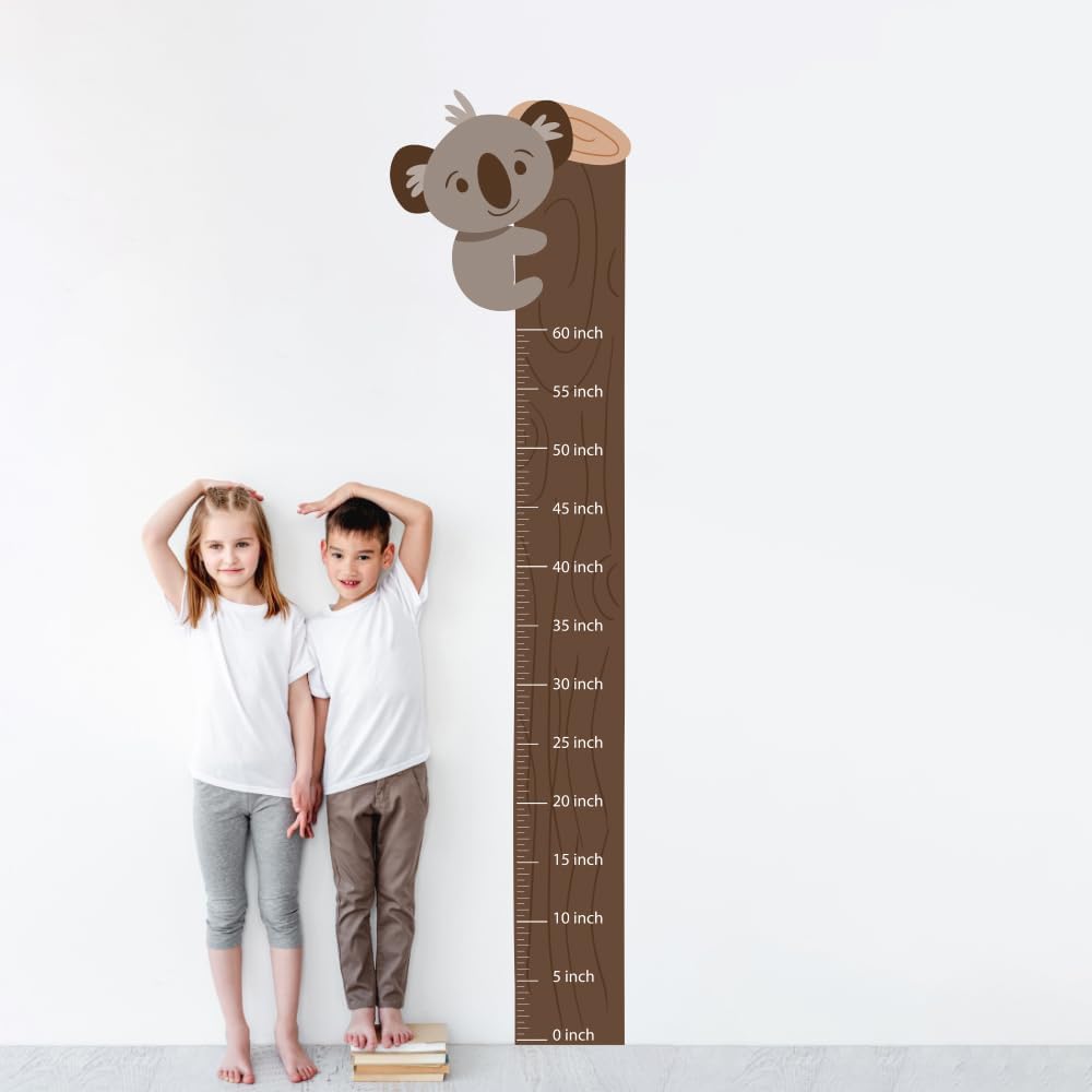 Kids Height Chart, Hanging Koala Wall Sticker, Animal Wall Decal, Nursery Wall Art Sticker