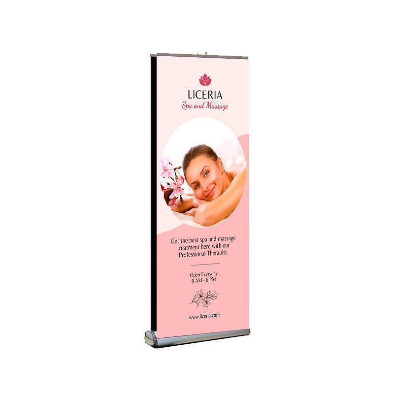 Retractable Banner Stand, R1 Premium Double Sided Print - 33 x 80 Inches